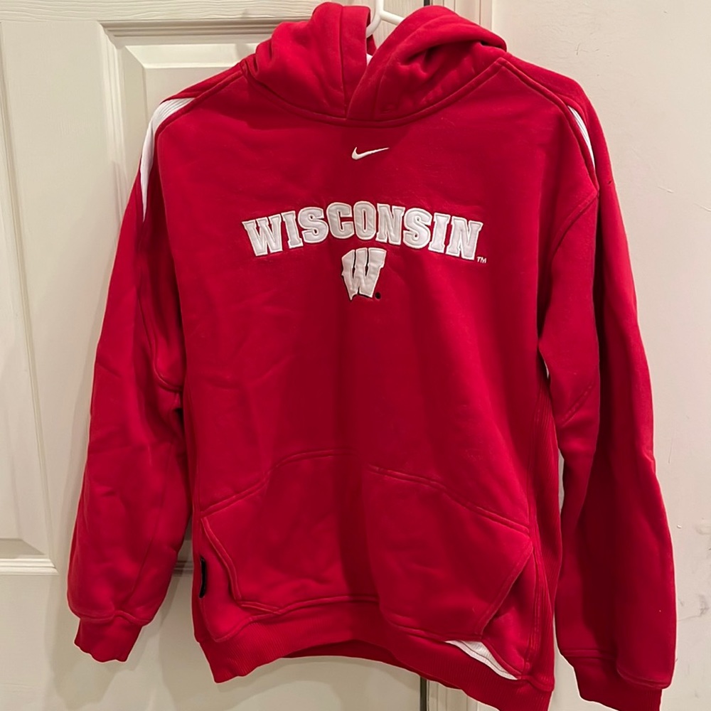 Nike Wisconsin red hooded sweatshirt. Size large